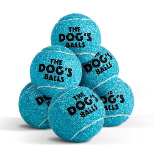 Image of The Dog's Balls – Dog Tennis Balls, Blue, Small, 6‑Pack - Non-Abrasive Felt Fetch Balls, Tough Rubber Core, Floats in Water
