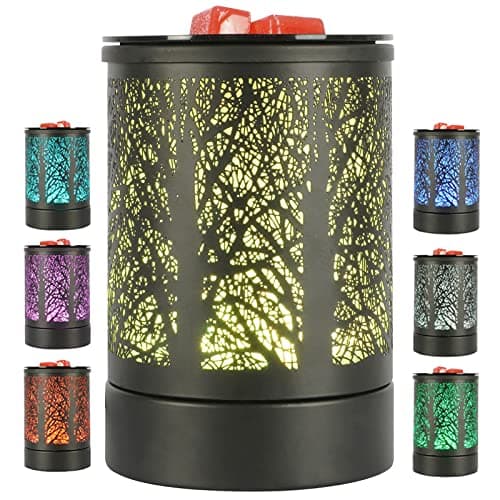 Image of Wax Melt Burners Electric Wax Burner Oil Burner lamp Warmer Fragrance Scented Wax Melts Melter with 7 Colors LED Changing Light Replacement Silicone Tray for Home Office Decoration Gift (Tree Pattern)