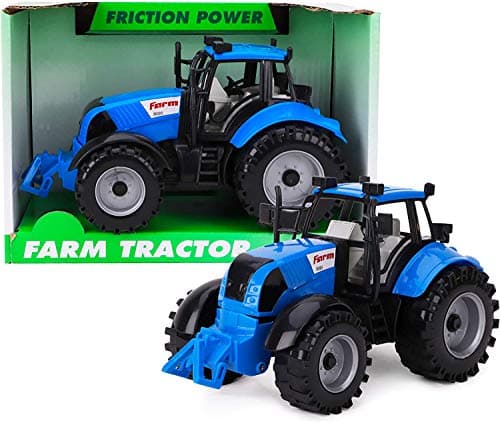 Image of Toyland® Friction Powered Farm Tractor with Opening Hat – Available in Pink, Blue, Red & Green (Blue)