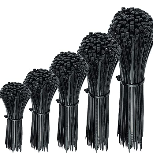 Image of Oksdown 300 Pcs Black Cable Ties Assorted Sizes 100/150/200/250/300mm Mixed Pack Heavy Duty Plastic Zip Tie 2.5/3.6mm Width Nylon Tie Wraps