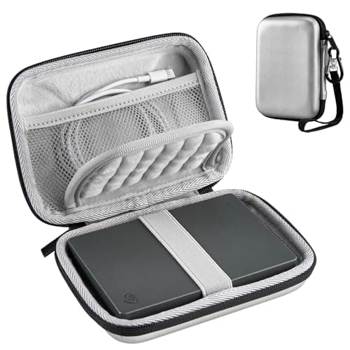Image of ProCase Portable External Hard Drive Case 2.5 Inch, for HDD SSD My Passport Seagate Backup Western Digital WD Elements Toshiba Hitachi Samsung T9 Canvio Basics 500G 1TB 2TB 3TB 4TB -Silver