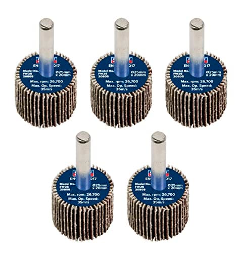 Image of Sealey Ø25 x 20mm Abrasive Flap Wheel Ø6mm Shaft 80Grit - Pack of 5 FW2520805