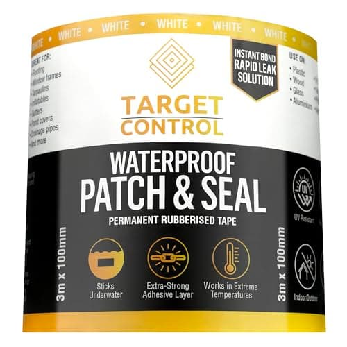 Image of Target Control Waterproof Leak Tape | White, 3M X 100MM | Butyl Tape, Caravan Seal & Patch Repair, Gutter Repair Tape, White Butyl Waterproof Fix