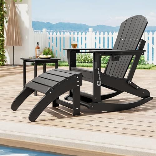 Image of Aptliton Weather Resistant HDPE Adirondack Ottoman Foot Rest, Durable Resin Outdoor Patio Footrest for Adirondack Chair, Suitable for Garden, Porch, Poolside, Lawn & Backyard