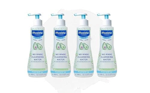 Image of Mustela No-Rinse Cleansing Water 300ml -Pack of 4 – Gentle Baby Micellar Cleanser for Face & Body