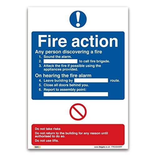 Image of Fire Action Plan Sign - A5 1mm Rigid Plastic Sign - Fire Action Safety