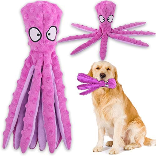 Image of Acehome Squeaky Dog Interactive Play Toy,No Stuffing Octopus Dogs Chew Toy with Crinkle Paper for Medium and Large Dogs Playing