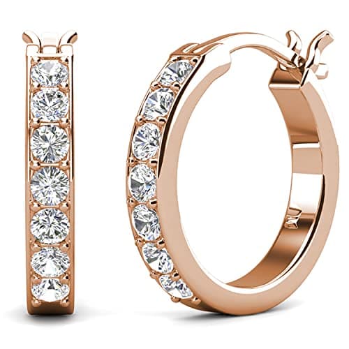 Image of Hoop Loop Earrings for Women18K Rose Gold with Sparkling Element Crystal with Jewellery Box for Women Wife Mother Daughter (EU-HOOP-ROSE)