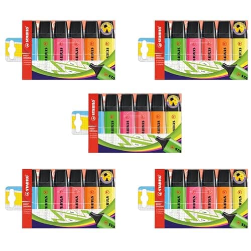Image of Highlighter - STABILO BOSS ORIGINAL - 5 x Pack of 6 - Assorted Colours