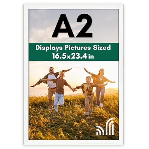 Image of Americanflat A2 Picture Frame in White - Engineered Wood with Polished Plexiglass - Horizontal and Vertical Formats for Wall - 42x59.4 cm