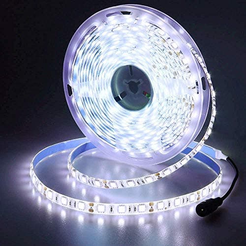 Image of JOYLIT 12V LED Strip Lights 5M Cool White 6000-6500K IP65 Waterproof, 300LEDs SMD 5050 Flexible Cuttable Tape Light for Cabinet, Closet, Pantry, Stair, Mirror (Without Power Supply)