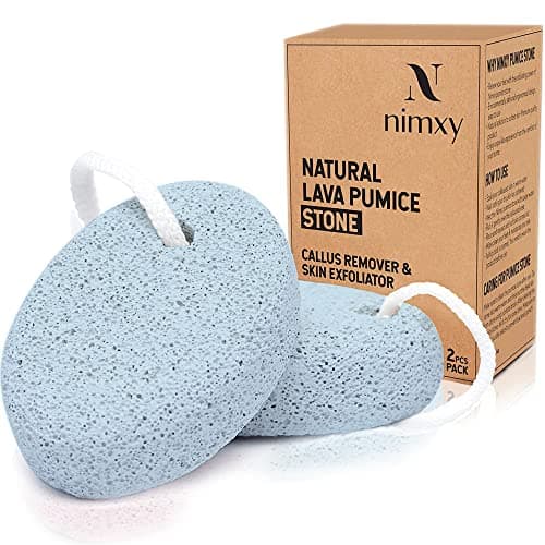 Image of NIMXY Pumice Stone for Feet and Hands 2 Pcs – Feet Hard Skin Remover – Foot Scrubber for Dead Skin Removal – Natural Foot File and Callus Remover for Skin Exfoliation (Blue)