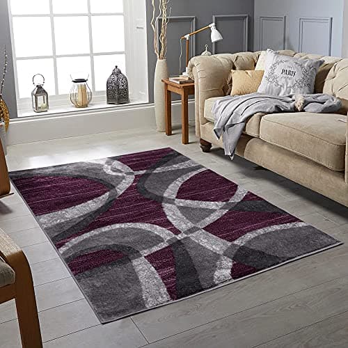 Image of New Modern Rugs Wind Pattern Small Extra Large Bedroom Living Room Floor Rugs Hallway Carpet (Swing_Purple, 120_x_170)