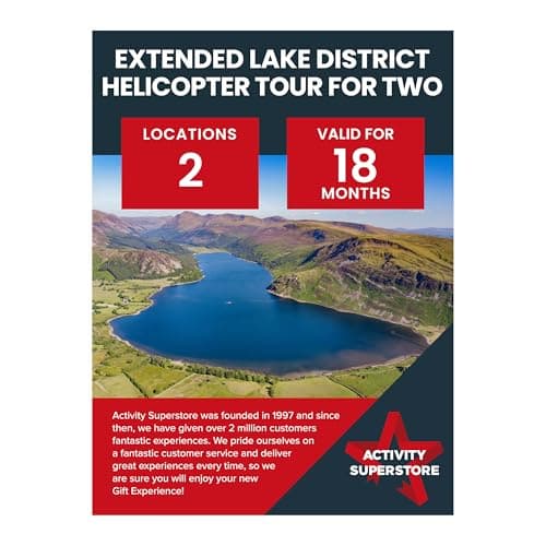 Image of Activity Superstore Extended Lake District Helicopter Tour for Two, 18-month Validity, Experience Days, Spa Gifts, Couples Gifts, Retirement Gifts, Birthday Gifts