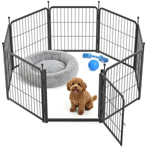 Image of 8 Panel Dog Pen, High 60cm Puppy Play Pen Indoor/Outdoor, Portable Detachable Pet Exercise Playpen, Pet Run Enclosures for Puppies, Cats, Rabbits and Other Animals (56 x 60 cm)