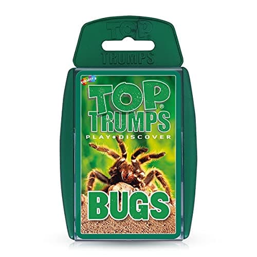 Image of Top Trumps Bugs Classic Card Game, learn facts about the Black Widow, furry Tarantula, Praying Mantis and the Ladybird in this educational packed game, gift and toy for boys and girls aged 6 plus