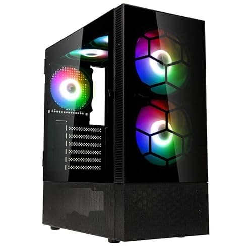 Image of Kolink Observatory MX Glass Black ARGB Midi Tower PC Case with Tempered Glass Panels, Four Pre-Installed Fans, and Enhanced Airflow Design