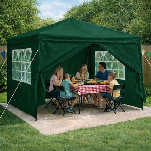 Image of Neo 3X3M Event Gazebo 4 Side Panels Outdoor Waterproof Garden Party Tent Marquee Canopy Shelter Coated Steel Frame (Green)