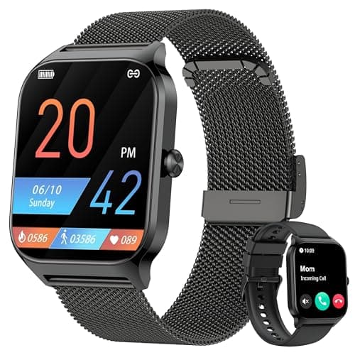 Image of Smart Watch, 1.85" Smart Watches Women Men Make/Answer Call, Heart Rate/Blood Pressure/Sleep Monitor, 110+Sports Modes, Voice Control, Waterproof Fitness Watch Compatible for Android & iPhone