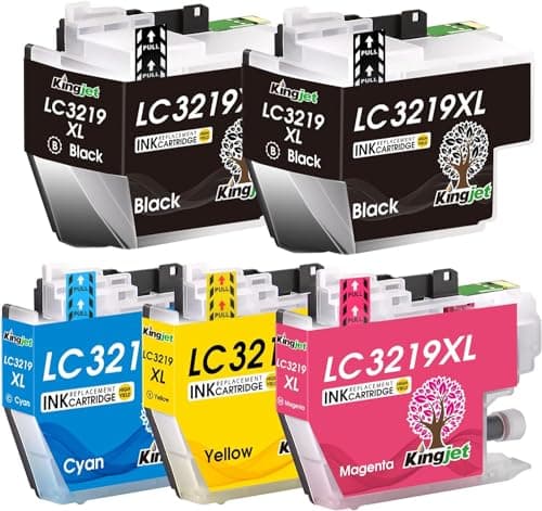 Image of KINGJET LC3219XL Ink Cartridges 5 Pack Double Black for Home & Office High Yield Replacement for Brother LC3217 LC3219XL, for MFC-J5330DW J5335DW J5730DW J5930DW J6530DW J6930DW J6935DW