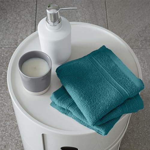Image of Catherine Lansfield Zero Twist Cotton 30x30cm Face Cloth Pair Teal Green