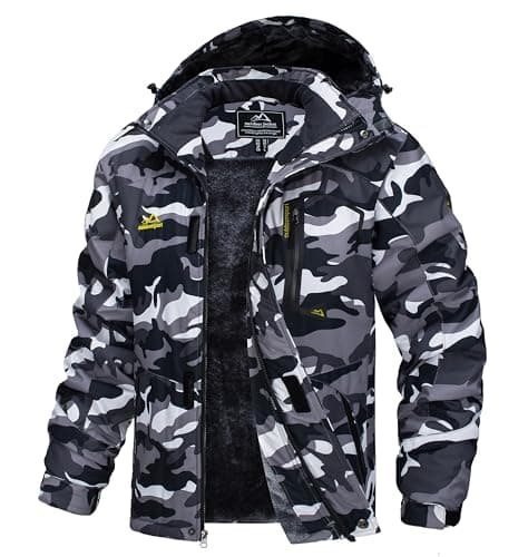 Image of TACVASEN Men's Jacket Waterproof Camo Jacket Fleece Casual Winter Jacket