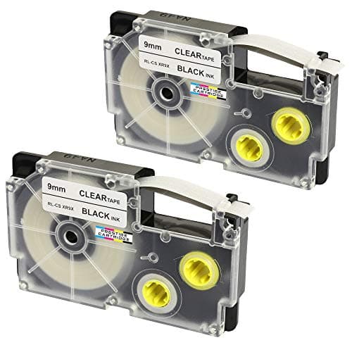 Image of 2X Compatible Ribbon Label Tapes XR-9X XR-9X1 Black on Clear 9mm x 8m Replacement for Casio KL-60 100 100E 120 200 200E 300 750 780 820 2000 7000 7200 7400 8100 8200 P1000 C500 CW-L300 Label