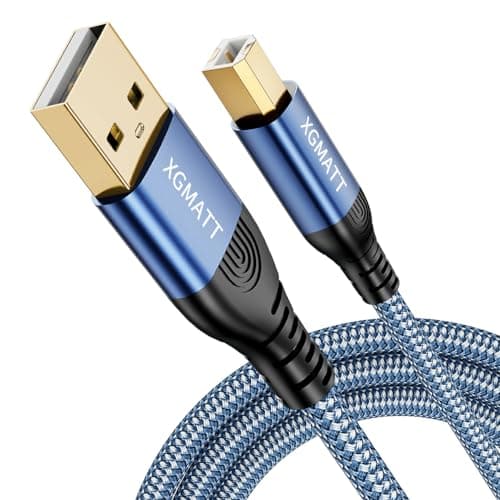 Image of XGMATT USB Printer Cable 3M,USB 2.0 Printer Cable A Male to B Male, Braided Nylon Scanner Cord for HP,Dell,Canon,Lexmark,Xerox,Brother,Samsung etc.Blue
