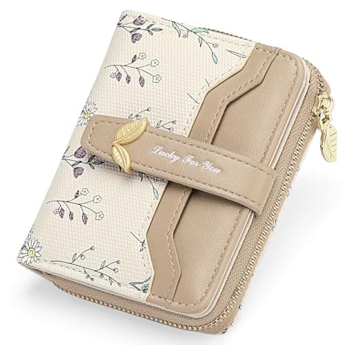 Image of GAEKEAO Purses for Women Small Ladies Purse Cute Leather Bifold Compact Womens Wallet RFID Blocking with Zipper Pocket ID Window