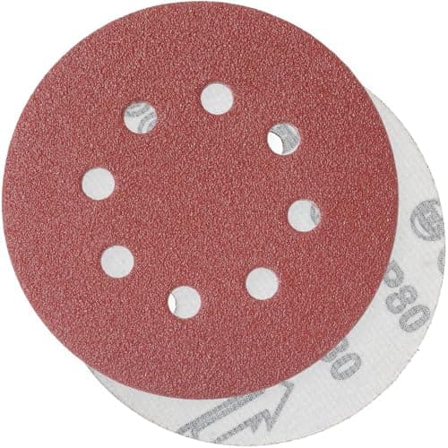 Image of YoiYee 80 Grit Sanding Discs Pads, 8 Holes, 125mm/5-inch Hook and Loop Quick Change Sandpaper Sheet for Random Orbital Sander, 20 Pack