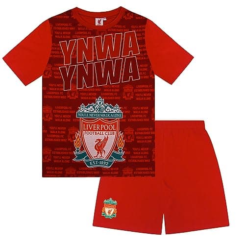 Image of Liverpool FC Official Football Gift Boys Short Pyjamas YNWA Red 8-9 Years