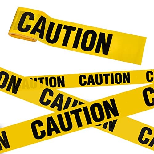Image of Daucin CAUTION Tape Non Adhesive, Yellow Warning Tape Barricade Safety Tapes with Bold Black Font Text, Maximum Readability for Halloween Decorations Workplace Danger Areas - 20M x 7.5CM