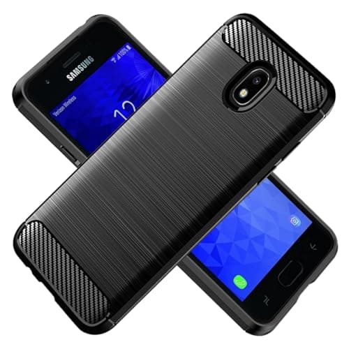 Image of HTXWXJC Case for Galaxy J7 2017 Case, Samsung J7 Pro 2017 Case, Galaxy J730 Case, Slim Thin Carbon Fiber TPU Rubber Protective Cases Anti-Scratch Shockproof Cover for Samsung Galaxy J7 Pro 2017 Black
