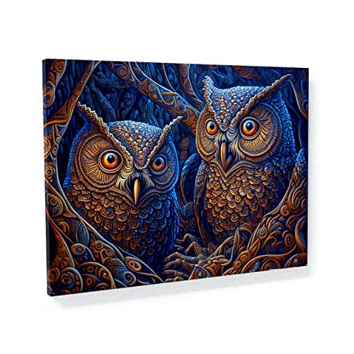 Image of Sense Canvas Dmt Trippy Mechanical Owls 38 Canvas Art - Home Decor Wall Art Print Poster Painting Small 16x12 / 0.75" (40x30cm / 2cm)
