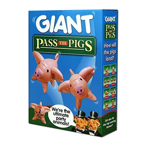 Image of PASS THE PIGS Giant Dice Game, bounce the inflatable pigs around the garden, house, pool or beach and see how they land, first to 100 points wins, great gift for ages 6 plus