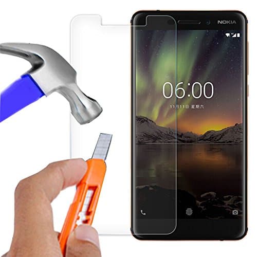 Image of Screen Protector for Nokia 6 2018 / Nokia 6.1 Premium Quality Genuine Tempered Glass Explosion & Shatter Proof Screen Protector Guard Cover for Nokia 6 2018 / Nokia 6.1, Clear Tempered glass (Clear)