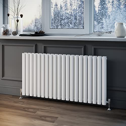 Image of ELEGANT White Double 600 x 1190 mm Horizontal Radiator Oval Column Designer Radiator Central Heating