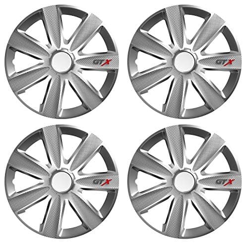 Image of UKB4C 14" Inch GTX Carbon Grey Multi-Spoke Wheel Trim Hub Cap Covers Protectors