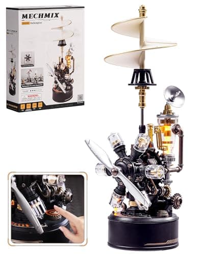 Image of ROBOTIME 3D Puzzle Helicopter Model Kit for Adults – Mechanical DIY Building Set with Lights & Motion, PVC Engineering Model Toy Gift for Collectors & STEM Lovers, CGL01