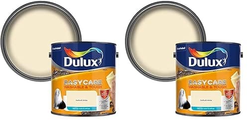 Image of Dulux Easycare Washable & Tough Matt Emulsion Paint For Walls And Ceilings - Daffodil White 2.5 Litres (Pack of 2)