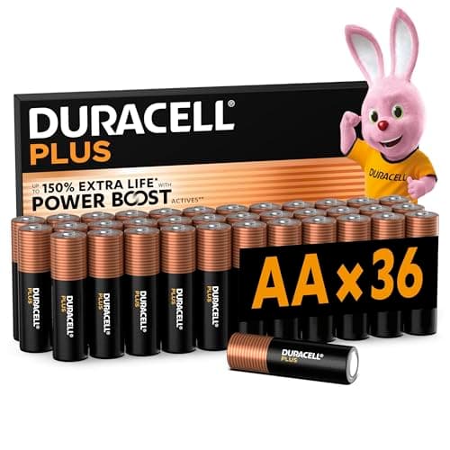 Image of DURACELL Plus AA Batteries (36 Pack) – Alkaline Batteries 1.5V – Up to 150% Extra Life with POWER BOOST Actives– Reliability For Everyday Devices – 0% Plastic Packaging – 10-Year Storage - MN1500