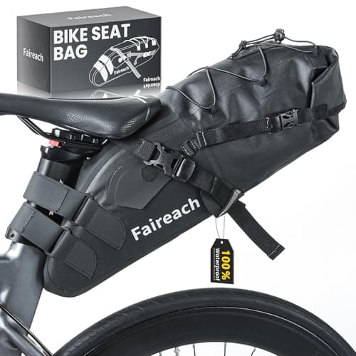 Image of Faireach 10L Bike Saddle Bag, 100% Waterproof TPU Bicycle Seat Pack, Lightweight Large Capacity Under Saddle Bag for Gravel Bikes, MTB, Road Bike & Bike Touring