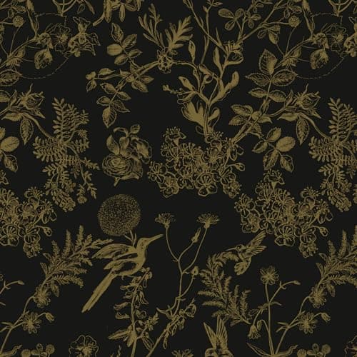 Image of Yomshi Self Adhesive Wallpaper Pure Black and Gold Floral Leaf Peel and Stick Wallpaper Bird Wallpaper 44×300cm Botanical Contact Paper Removable Stick on Wallpaper Living Room Bedroom Decorative Film