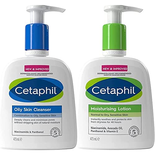 Image of Cetaphil Oily Skin Cleanser, Face Wash, 473ml, For Combination to Oily Sensitive Skin & Face & Body Moisturiser, 473ml, Moisturising Lotion For Normal To Dry, Sensitive Skin