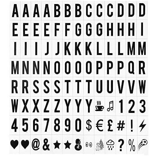 Image of SNAGAROG 104pcs Cinema Light Box Letters 65x35mm Led Cinema Board Light Box Replacement Letters & Numbers Symbols for A3 A4 A5 Cinematic Lamp Box, Halloween Decoration (Black)