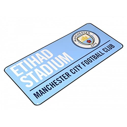 Image of Manchester City FC Official Football Coloured Metal Street Sign (One Size) (Light Blue/White)