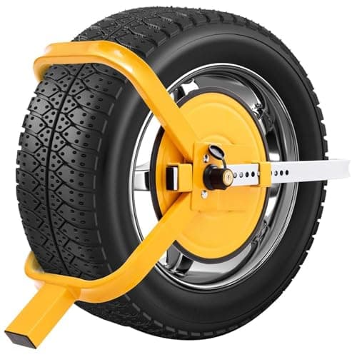 Image of Taylor & Brown Wheel Clamp Heavy Duty Anti-Theft Lock Device for Small-Wheeled Cars Caravans Trailers Motorhome Car Van with 13" to 15" Wheels, Yellow