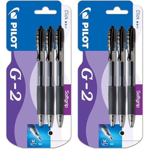 Image of PILOT G207 Retractable Gel Rollerball Pen | 0.7mm Medium Nib/Tips | Black Ink | Pack of 6 Pens