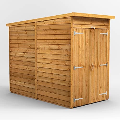 Image of Powersheds High Grade Premium Pent Overlap Wooden Shed with Double Door, Security Features, Door Flexibility, made from Extra Thick Timber (Windowless)