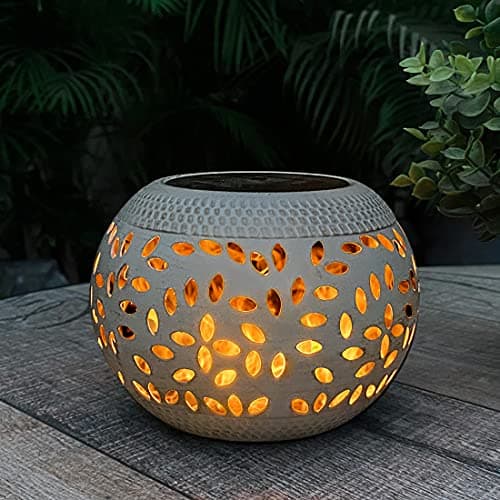 Image of pearlstar Solar Lanterns for Outside, Solar Table Lamps Outdoor Garden Waterproof, LED Flickering Flame Table Lights Decorative Flame Lights for Garden PK1 White